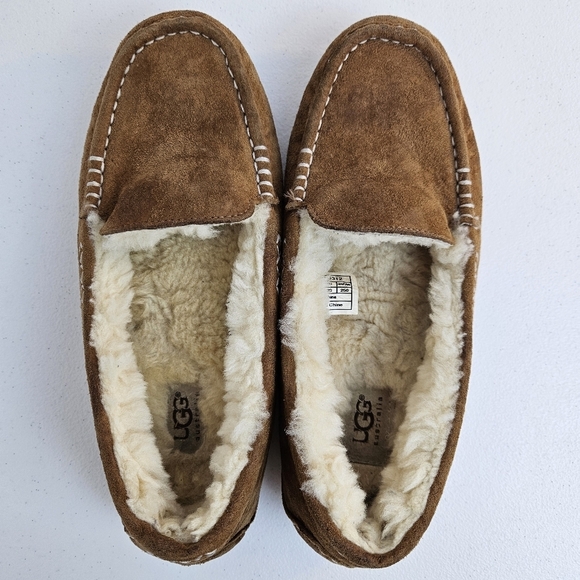 UGG Ansley Women's Brown Suede Slippers with Sheepskin Lining 8 - Picture 7 of 12